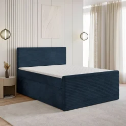 Lit Boxspring NOLEN 180X200 CM TILIA 77, Bleu, Lit avec matelas et rangement