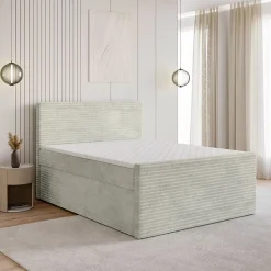 Lit Boxspring NOLEN 180X200 CM TILIA 83, Gris clair, Lit avec matelas et rangement