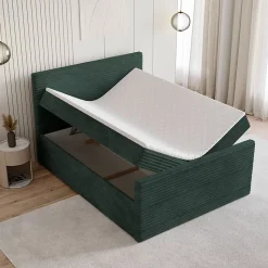Lit Boxspring NOLEN 140X200 CM TILIA 39, Vert foncé, Lit avec matelas et rangement