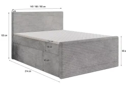 Lit Boxspring NOLEN 140X200 CM TILIA 39, Vert foncé, Lit avec matelas et rangement