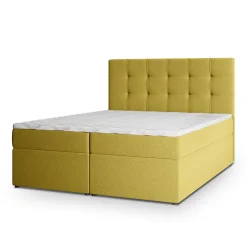 Lit Boxspring PALMA 180X200 CM SORO 40, Jaune, Lit avec matelas et rangement