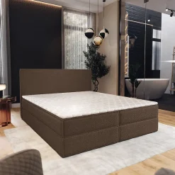 Lit Boxspring PELLIO 140X200 CM QUELLE 25, Marron, Lit avec matelas et rangement