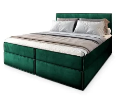 Lit Boxspring PELLIO 160X200 CM MONOLITH 37, Vert foncé, Lit avec matelas et rangement