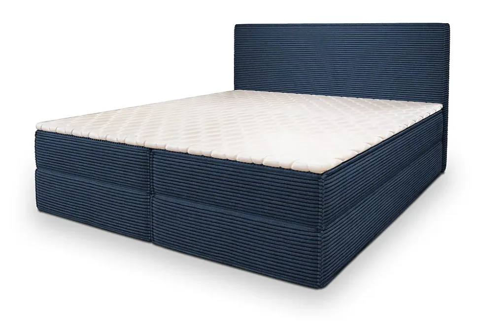 Lit Boxspring PELLIO 160X200 CM POSO 05, Bleu, Lit avec matelas et rangement