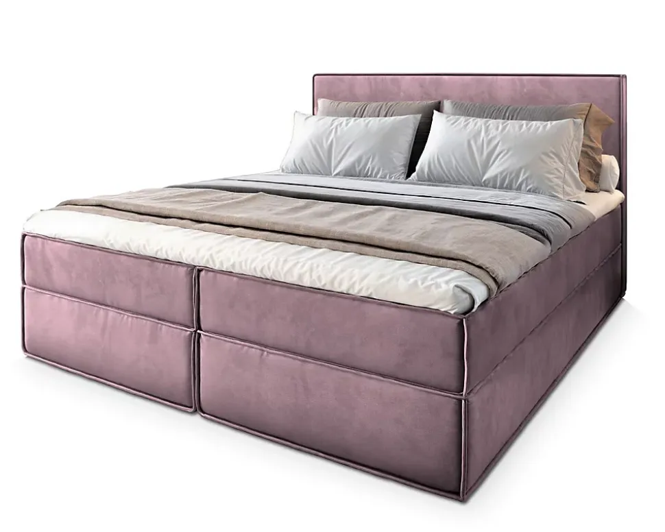 Lit Boxspring PELLIO 160X200 CM MONOLITH 62, Lilas, Lit avec matelas et rangement