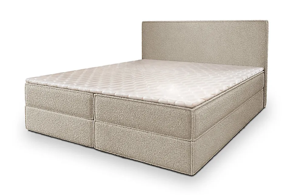 Lit Boxspring PELLIO 160X200 CM QUELLE 05, Beige, Lit avec matelas et rangement