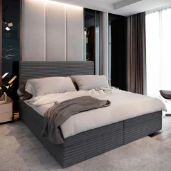 Lit Boxspring PISA 140X200 CM TILIA 90, Graphite, Lit avec matelas et rangement