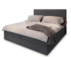 Lit Boxspring PISA 180X200 CM TILIA 90, Graphite, Lit avec matelas et rangement