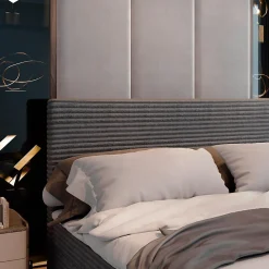 Lit Boxspring PISA 180X200 CM TILIA 90, Graphite, Lit avec matelas et rangement