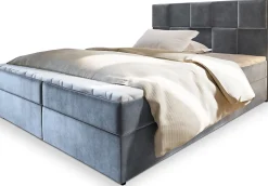 Lit Boxspring PRATA 180X200 CM PAROS 05, Gris clair, Lit avec matelas et rangement