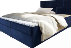 Lit Boxspring PRATA 140X200 CM KRONOS 09, Bleu, Lit avec matelas et rangement