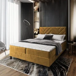 Lit Boxspring ROKIS 160X200 CM MONOLITH 48, Jaune, Lit avec matelas et rangement