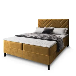 Lit Boxspring ROKIS 160X200 CM MONOLITH 48, Jaune, Lit avec matelas et rangement