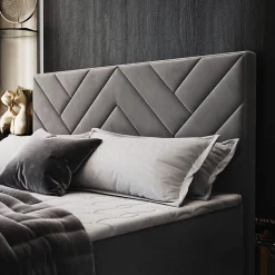 Lit Boxspring ROKIS 160X200 CM MONOLITH 04, Crème, Lit avec matelas et rangement