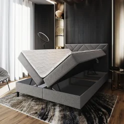 Lit Boxspring ROKIS 180X200 CM MONOLITH 62, Lilas, Lit avec matelas et rangement