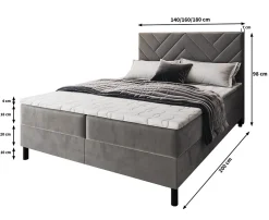 Lit Boxspring ROKIS 140X200 CM MONOLITH 77, Bleu, Lit avec matelas et rangement
