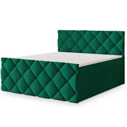 Lit Boxspring ROVARI 140X200 CM KRONOS 19, Vert foncé, Lit avec matelas et rangement