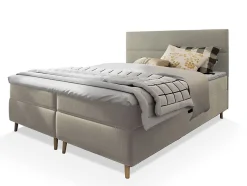 Lit Boxspring SANTA 180X200 CM PAROS 02, Beige, Lit avec matelas et rangement