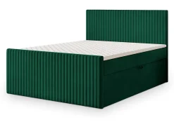 Lit Boxspring TERVAN 140X200 CM KRONOS 19, Vert foncé, Lit avec matelas et rangement