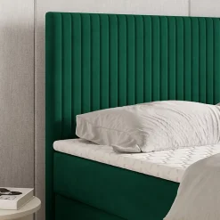 Lit Boxspring TERVAN 140X200 CM KRONOS 19, Vert foncé, Lit avec matelas et rangement