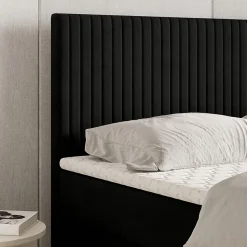 Lit Boxspring TERVAN 160X200 CM KRONOS 07, Noir, Lit avec matelas et rangement