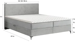 Lit Boxspring TORREL 160X200 CM POSO 06 + KRONOS 06, Marron, Lit avec matelas et rangement