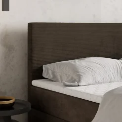 Lit Boxspring TORREL 160X200 CM POSO 06 + KRONOS 06, Marron, Lit avec matelas et rangement