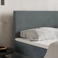 Lit Boxspring TORREL 140X200 CM POSO 60 + PAROS 06, Gris, Lit avec matelas et rangement