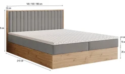 Lit Boxspring VARELI 140X200 CM SORO 97, Graphite, Lit avec matelas et rangement