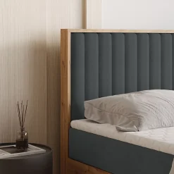 Lit Boxspring VARELI 140X200 CM SORO 97, Graphite, Lit avec matelas et rangement