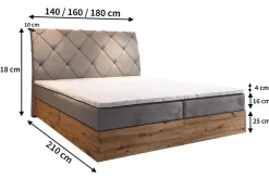 Lit Boxspring VELLANO 160X200 CM KRONOS 01, Jaune, Lit avec matelas et rangement