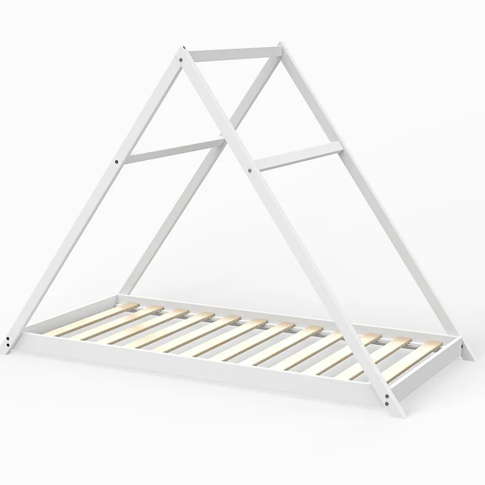 Lit cabane APACHE 90x190 + 1 sommier / Blanc