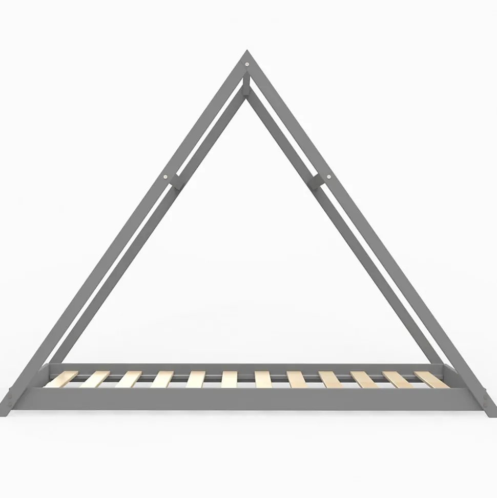 Lit cabane APACHE 90x190 + 1 sommier / Gris