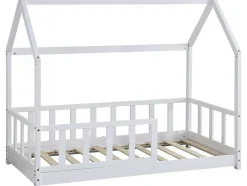 Lit cabane en bois "Charlotte" Blanc 80 x 160 cm