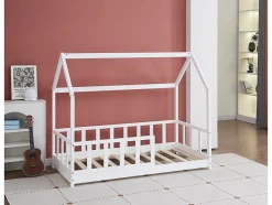 Lit cabane en bois "Charlotte" Blanc 80 x 160 cm