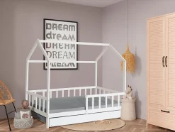 Lit cabane enfant avec tiroir "Paloma" 90 x 190 cm Blanc