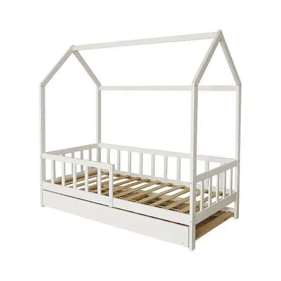Lit cabane enfant avec tiroir "Paloma" 90 x 190 cm Blanc