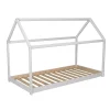 Lit cabane enfant 90x200cm bois massif PANDOU Blanc inclus sommier