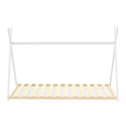 Lit cabane enfant 90x190cm bois massif SOLI Blanc inclus sommier