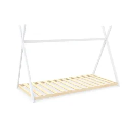 Lit cabane enfant 90x190cm bois massif SOLI Blanc inclus sommier