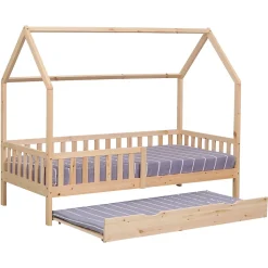 Lit cabane gigogne pour enfant 190x90cm en bois MARCEAU - HAPPY GARDEN