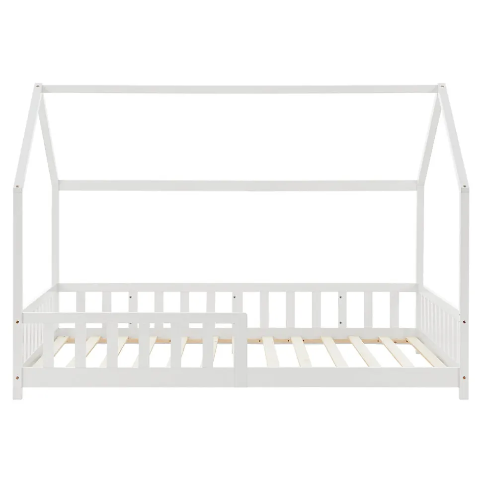 Lit cabane Hesel avec matelas à mousse froid 90 x 200 cm blanc en.casa