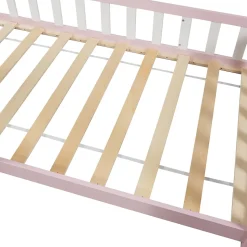 Lit cabane Hesel pour enfants bois de pin 90 x 200 cm rose en.casa