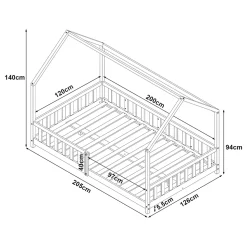 Lit cabane Hesel pour enfants bois de pin 120 x 200 cm naturel en.casa