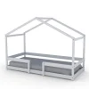 Lit cabane INDIANA 90x190 + sommier / blanc