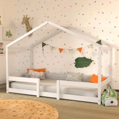 Lit cabane INDIANA 90x190 + sommier / blanc