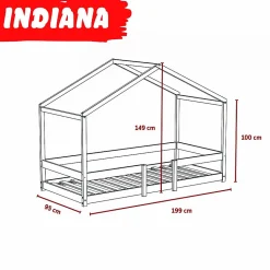 Lit cabane INDIANA 90x190 + sommier / blanc
