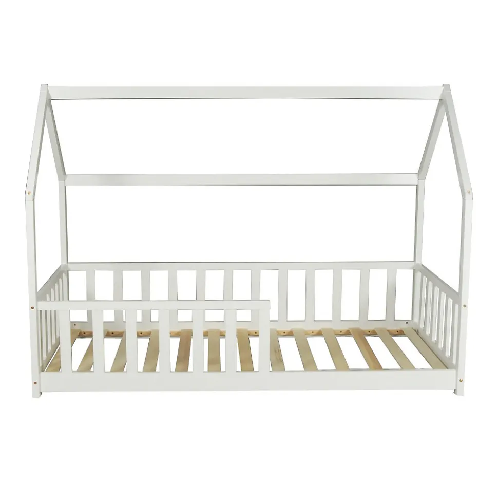 Lit cabane Kiwi 90x190 avec sommier et matelas /Blanc