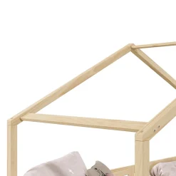 Lit cabane LISAN 90 x 190 cm, en pin massif naturel