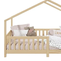 Lit cabane LISAN 90 x 190 cm, en pin massif naturel